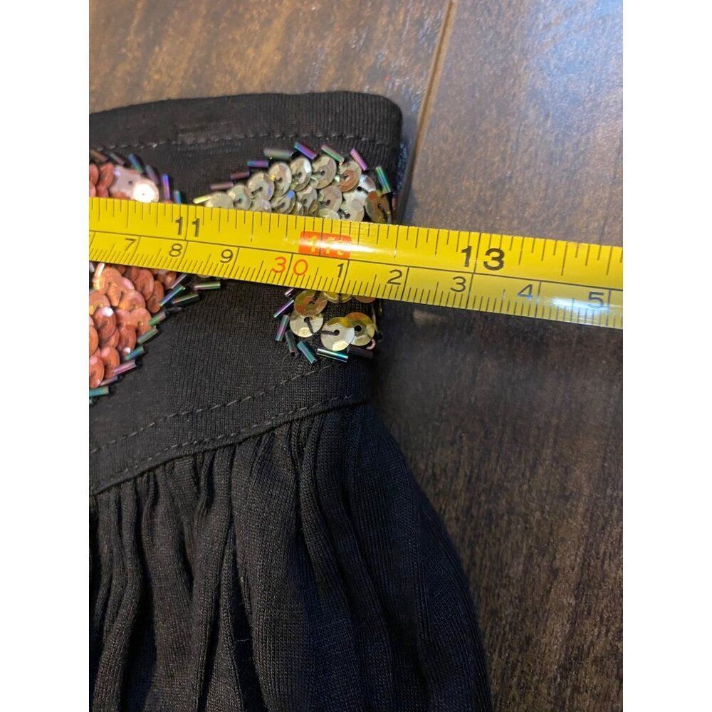 Vintage Christine Gerard Sequin Embellished Black Rayon Top & Skirt Set M - Picture 15 of 15